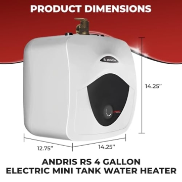 Ariston Andris Mini Tank Electric Water Heater – Heating Solution for Under Sink, RV, and Compact Spaces, Smart Boost for Versatile Heating, Simple Installation, 120-Volt, 2.5 Gallon Capacity