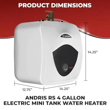 Ariston Andris Mini Tank Electric Water Heater – Heating Solution for Under Sink, RV, and Compact Spaces, Smart Boost for Versatile Heating, Simple Installation, 120-Volt, 2.5 Gallon Capacity