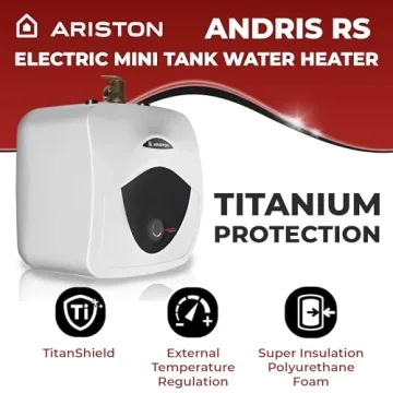 Ariston Andris Mini Tank Electric Water Heater – Heating Solution for Under Sink, RV, and Compact Spaces, Smart Boost for Versatile Heating, Simple Installation, 120-Volt, 2.5 Gallon Capacity