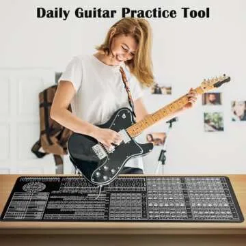 Enjoyard Guitar Practice Mat Guitar Knowledge Chart Mat 39” X 18” Guitar Practice Tool Major Minor Key Guitar Chord Fretboard Scale Rhythm Strumming Broken Chord Circle of Fifths for Beginners