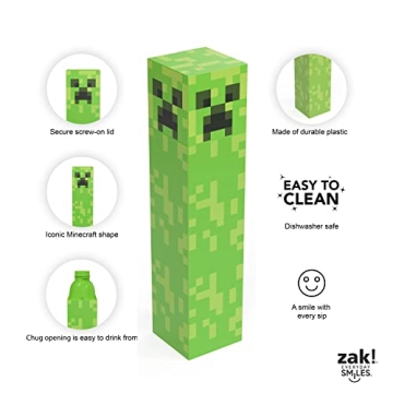 Zak Minecraft Creeper Water Bottle - 22 oz Durable Fun