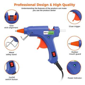 Hot Glue Gun, 20W Mini Hot Melt Glue Gun Set with 75pcs Glue Sticks and Carry Case for Packaging, DIY, Arts & Craft, Home Quick Repairs Etc