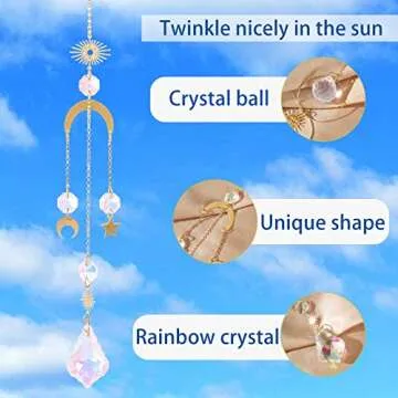 6Pieces Colorful Crystals Suncatcher Hanging for Window Crystal Ball Prism Rainbow Maker Pendants for Garden Christmas Tree Wedding Party Patio Backyard Car Home Indoor Outdoor Decoration