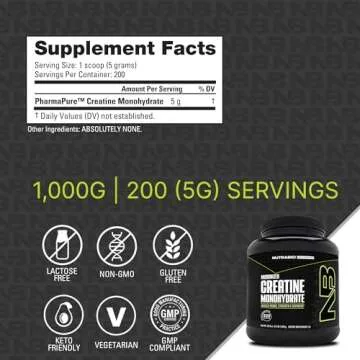 NutraBio Pure Creatine Monohydrate Powder Supplement, Unflavored, (1000 g) - Supports Bulk Muscle Energy, Recovery, and Strength - HPLC Tested Pure Grade Creatine Powder Supplement for Men and Women