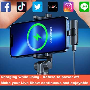 Atazevk Mini Wireless Lavalier Microphone for iPhone Ipad Tiny Microphone Lapel Mic Plug-Play Small Phone Microphone Cordless Podcast Equipment Bundle for Video Recording/TikTok/Live Stream