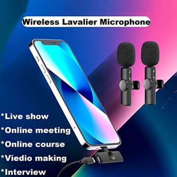 Atazevk Mini Wireless Lavalier Microphone for iPhone Ipad Tiny Microphone Lapel Mic Plug-Play Small Phone Microphone Cordless Podcast Equipment Bundle for Video Recording/TikTok/Live Stream