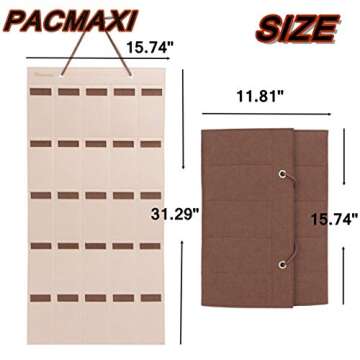 PACMAXI Sunglasses Storage Organizer, Wall Pocket Mounted by Sunglasses, Hanging Eyeglasses Storage Holder, Eyewear Display. (Brown, 25 Slot)