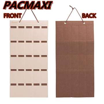 PACMAXI Sunglasses Storage Organizer, Wall Pocket Mounted by Sunglasses, Hanging Eyeglasses Storage Holder, Eyewear Display. (Brown, 25 Slot)