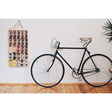 PACMAXI Sunglasses Storage Organizer, Wall Pocket Mounted by Sunglasses, Hanging Eyeglasses Storage Holder, Eyewear Display. (Brown, 25 Slot)