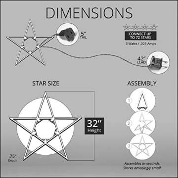 32" Cool White LED Christmas Star Decoration - Versatile Outdoor Decor