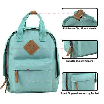 Madison & Dakota Canvas Mini Backpack for Everyday & Day Pack Rucksack in Solid Color Blocks, Green,...