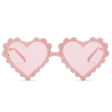 COASION Kids Heart Girls Sunglasses UV 400 Protection for Toddler Party Beach Shades Age 3-10 (Pink)