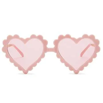 COASION Kids Heart Girls Sunglasses UV 400 Protection for Toddler Party Beach Shades Age 3-10 (Pink)