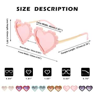 COASION Kids Heart Girls Sunglasses UV 400 Protection for Toddler Party Beach Shades Age 3-10 (Pink)