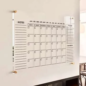 Large Oversize Crystal Clear Acrylic Wall Calendar Dry & Erase Board | 24" X 16" | Monthly Family Calendar Home Office Glass Calander Reusable Big Whiteboard | Free Pens & Eraser