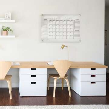 Large Oversize Crystal Clear Acrylic Wall Calendar Dry & Erase Board | 24" X 16" | Monthly Family Calendar Home Office Glass Calander Reusable Big Whiteboard | Free Pens & Eraser