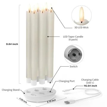 Rechargeable Flameless Taper Candles with Remote & Timer