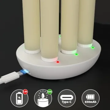 Rechargeable Flameless Taper Candles with Remote & Timer