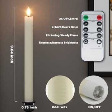 Rechargeable Flameless Taper Candles with Remote & Timer