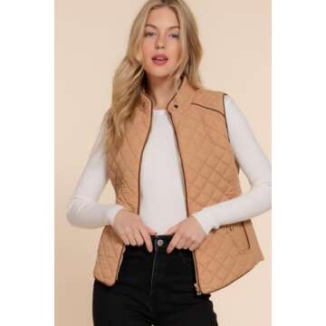 NE PEOPLE Womens Lightweight Quilted Padding Zip Up Vest Gilet(S-3XL)