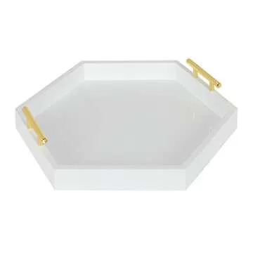 Kate and Laurel Hexagon Decorative Tray with Handles