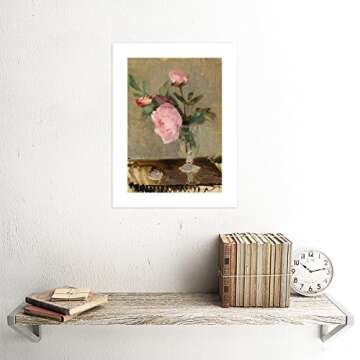 BERTHE MORISOT FRENCH PEONIES BLACK ART PRINT PICTURE B12X5122