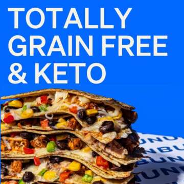 UNBUN Totally Grain Free and Keto 6" Tortillas, 7.4 Ounce (Pack of 4), 1g Net Carbs, 4g Protein, 4g Fiber, 0g Added Sugars Per Tortilla, Vegan, Gluten Free