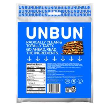 UNBUN Totally Grain Free and Keto 6" Tortillas, 7.4 Ounce (Pack of 4), 1g Net Carbs, 4g Protein, 4g Fiber, 0g Added Sugars Per Tortilla, Vegan, Gluten Free