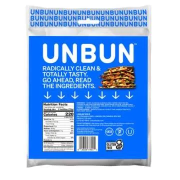 UNBUN Totally Grain Free and Keto 6" Tortillas, 7.4 Ounce (Pack of 4), 1g Net Carbs, 4g Protein, 4g Fiber, 0g Added Sugars Per Tortilla, Vegan, Gluten Free