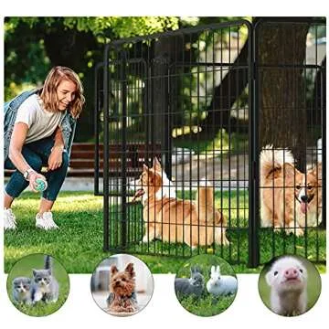 PUKAMI Dog Fence for The Yard, 8 Panels 40” Height x27.5” Length,Puppy Playpen for Small Medium ...