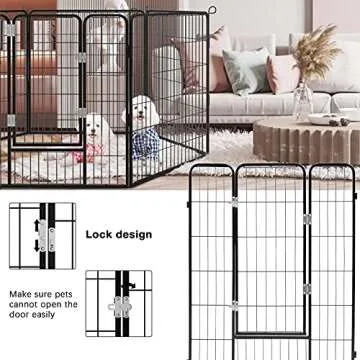 PUKAMI Dog Fence for The Yard, 8 Panels 40” Height x27.5” Length,Puppy Playpen for Small Medium Dog Portable Dog Playpen Exercise Pen for Indoor Outdoor,Pet Playpen Fence for Yard,RV,Camping