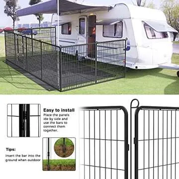 PUKAMI Dog Fence for The Yard, 8 Panels 40” Height x27.5” Length,Puppy Playpen for Small Medium Dog Portable Dog Playpen Exercise Pen for Indoor Outdoor,Pet Playpen Fence for Yard,RV,Camping