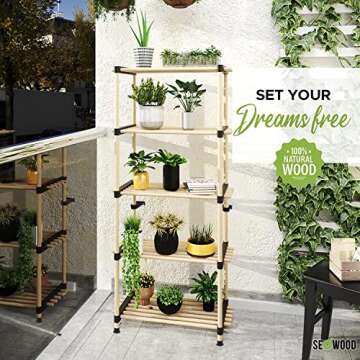 Saponay Wood Storage Shelves Organizer - Easy to Install Bathroom Standing Shelf Lightweight, Screw ...