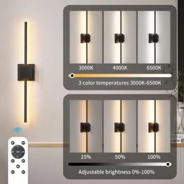 Torchlet Battery Operated Wall Sconces with Remote Control, Dimmable Wall Sconces Set of Two with DIY Independently Rotatable Lamppost, 3000K-6000K LED Wall Lights for Living Room, Bedroom, 28.3 Inch