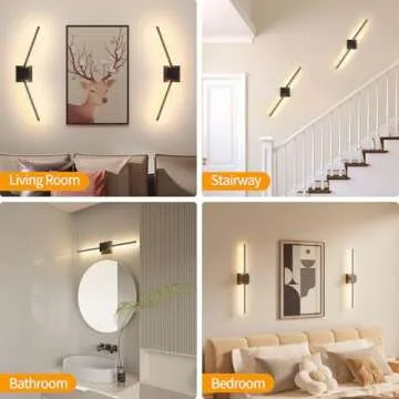 Torchlet Battery Operated Wall Sconces with Remote Control, Dimmable Wall Sconces Set of Two with DIY Independently Rotatable Lamppost, 3000K-6000K LED Wall Lights for Living Room, Bedroom, 28.3 Inch