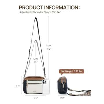Telena Crossbody Purse for Women Small Crossbody Bags Trendy Vegan Leather with Adjustable Shoulder Strap Beige with Black and Brown