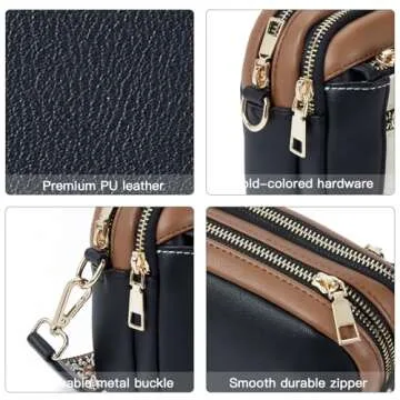 Telena Crossbody Purse for Women Small Crossbody Bags Trendy Vegan Leather with Adjustable Shoulder Strap Beige with Black and Brown