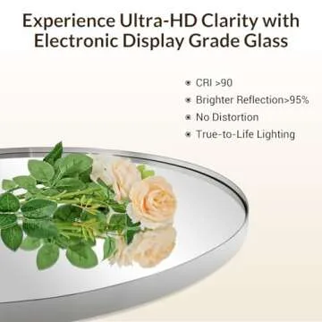 ANDY STAR Brushed Nickel Bathroom Mirror, 20x33 Oval Silver Mirrors, Oval Wall Mirror, Oval Vanity Mirror HD Reflection Metal Frame Mirror for Bathroom Hang Vertical or Horizontal