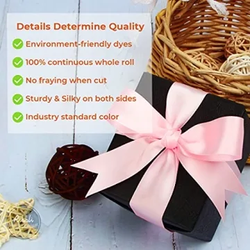 Ribbli Light Pink Satin Ribbon - 1" x 25 Yards for Gifts