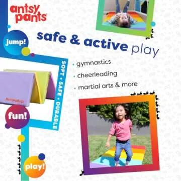 Antsy Pants Tumbling Mat – Gymnastics Mat, Easy to Clean Gym Mat, Sturdy, Foldable Tumbling Mat for Kids, Padded, Lightweight, Portable, Carrying Handle, Gymnastics Equipment for Activity Play