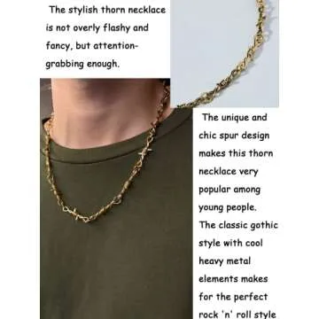 Barbed Wire Iron Chain Necklace for Men in Gold
