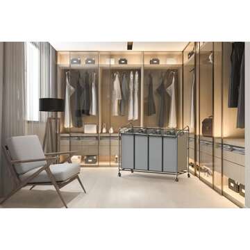 Simple Houseware 4-Bag Laundry Sorter Rolling Cart