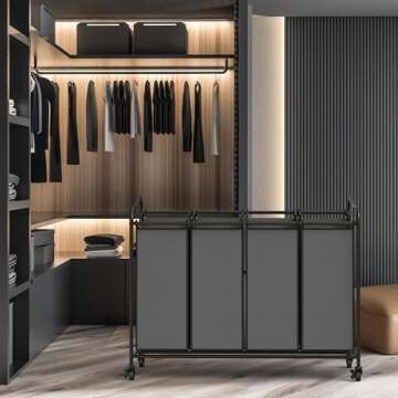 Simple Houseware 4-Bag Laundry Sorter Rolling Cart