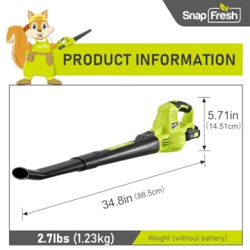 SnapFresh Cordless Leaf Blower Lightweight 2-Speed Tool