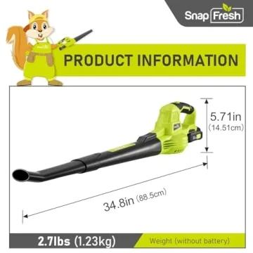 SnapFresh Cordless Leaf Blower Lightweight 2-Speed Tool