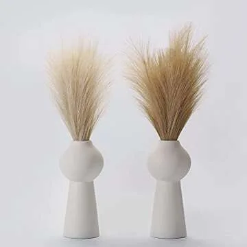 PERFNIQUE Faux Pampas Grass Set of 6 Soft Stems