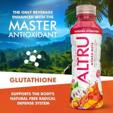 ALTRU Tropical Fruit Flavored Water with Patented Antioxidant & Electrolyte Blend with Glutathione, 12 pack (16 oz bottles), Keto, Zero Sugar (Variety Pack)