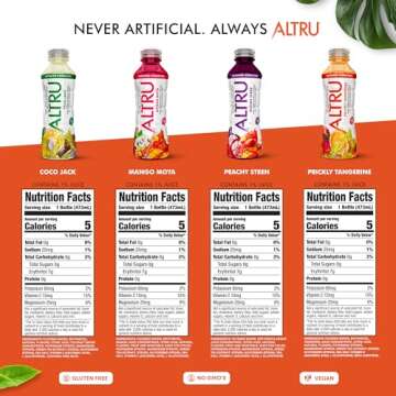 ALTRU Tropical Fruit Flavored Water with Patented Antioxidant & Electrolyte Blend with Glutathione, 12 pack (16 oz bottles), Keto, Zero Sugar (Variety Pack)
