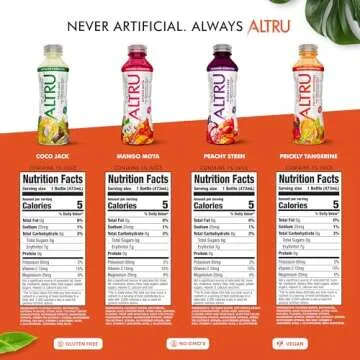 ALTRU Tropical Fruit Flavored Water with Patented Antioxidant & Electrolyte Blend with Glutathione, 12 pack (16 oz bottles), Keto, Zero Sugar (Variety Pack)