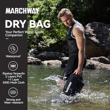 MARCHWAY Floating Waterproof Dry Bag Backpack 5L/10L/20L/30L/40L, Roll Top Sack Keeps Gear Dry for Kayaking, Rafting, Boating, Swimming, Camping, Hiking, Beach, Fishing (Black, 40L)
